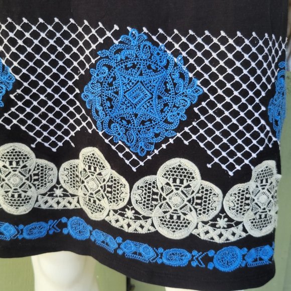 C WONDER Black Cotton Embroidered Dress Medium M - Picture 3 of 5